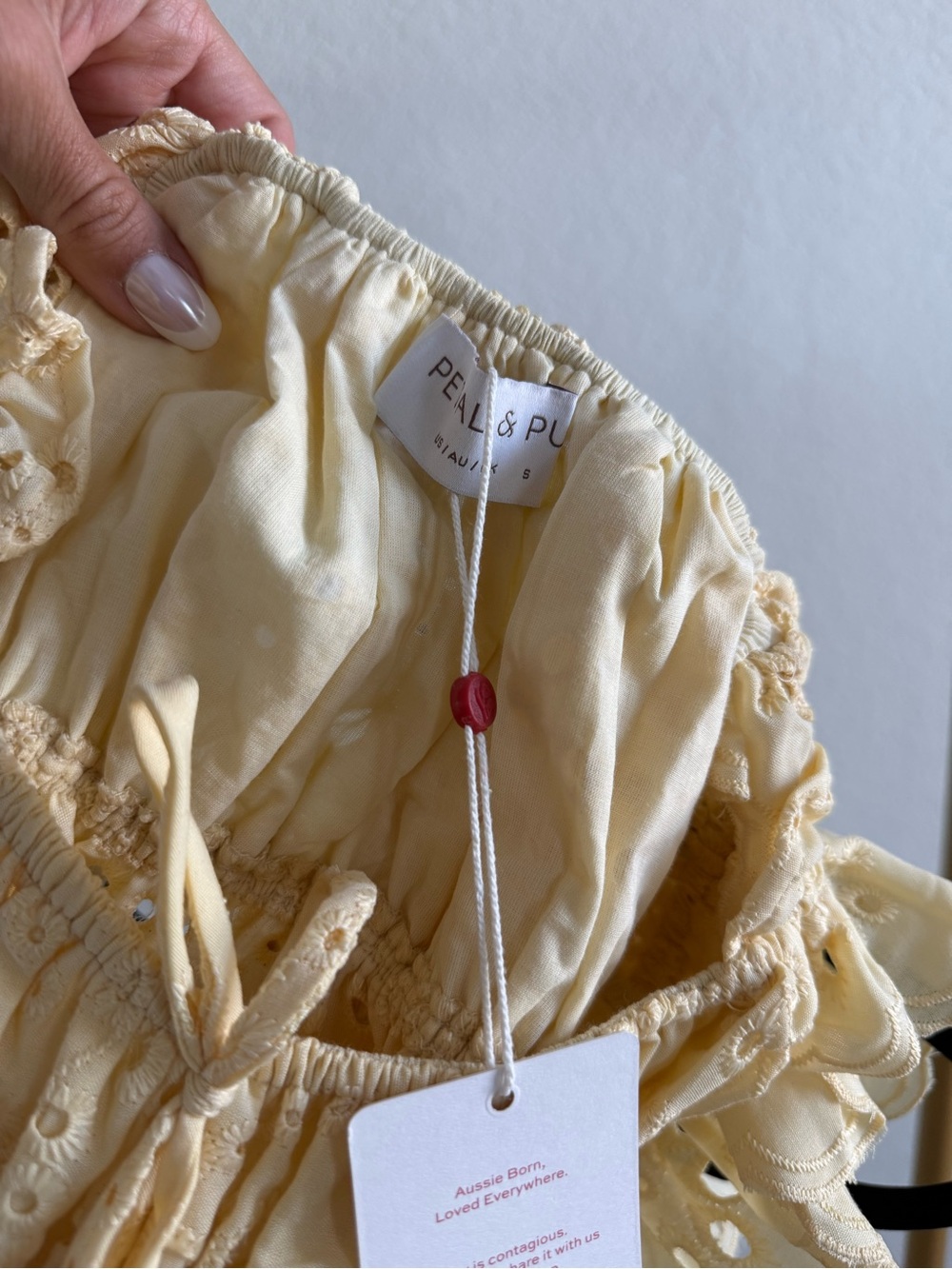 Petal & Pup Pale Yellow Eyelet Ruffle-Strap Camisole - Picture 3 of 3
